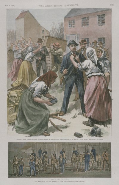 Women strikers, ready to confront the men in the mines, 1891 by American School